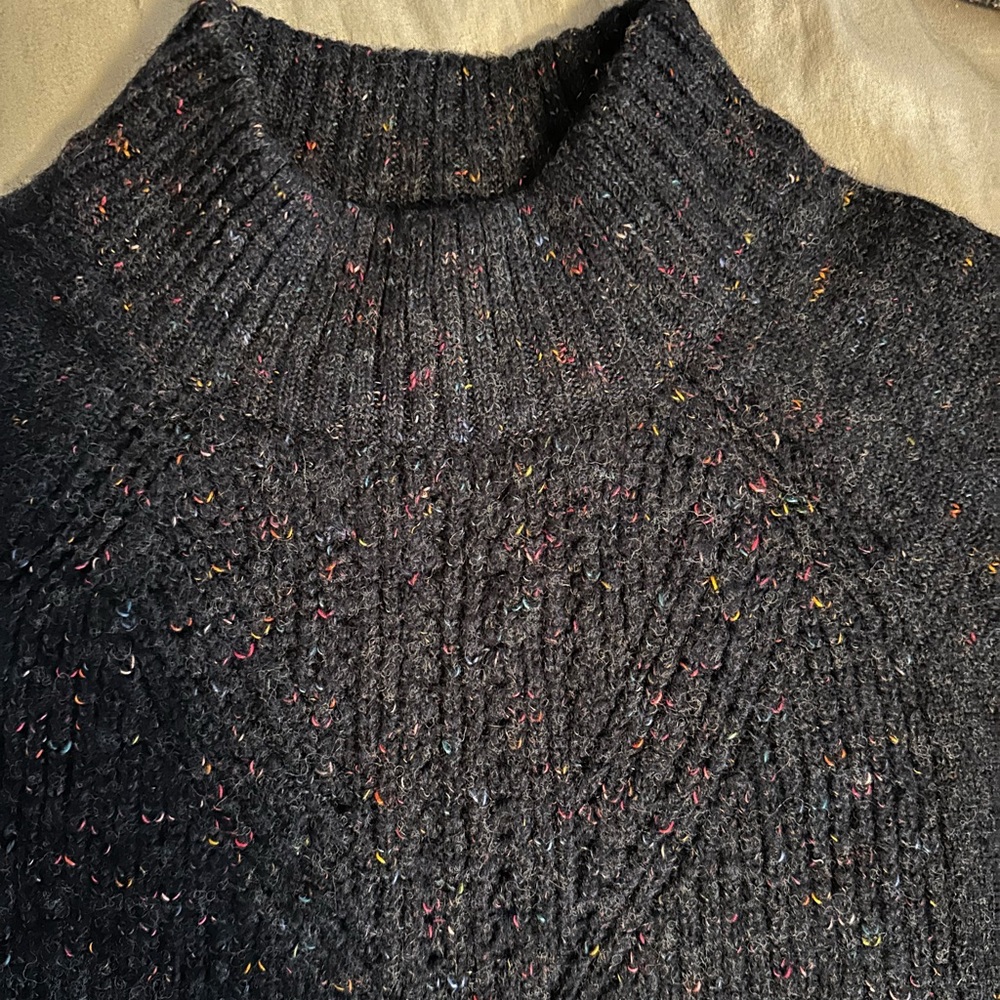 LC Lauren Conrad SOFT Speckled Navy Blue mock neck Sweater